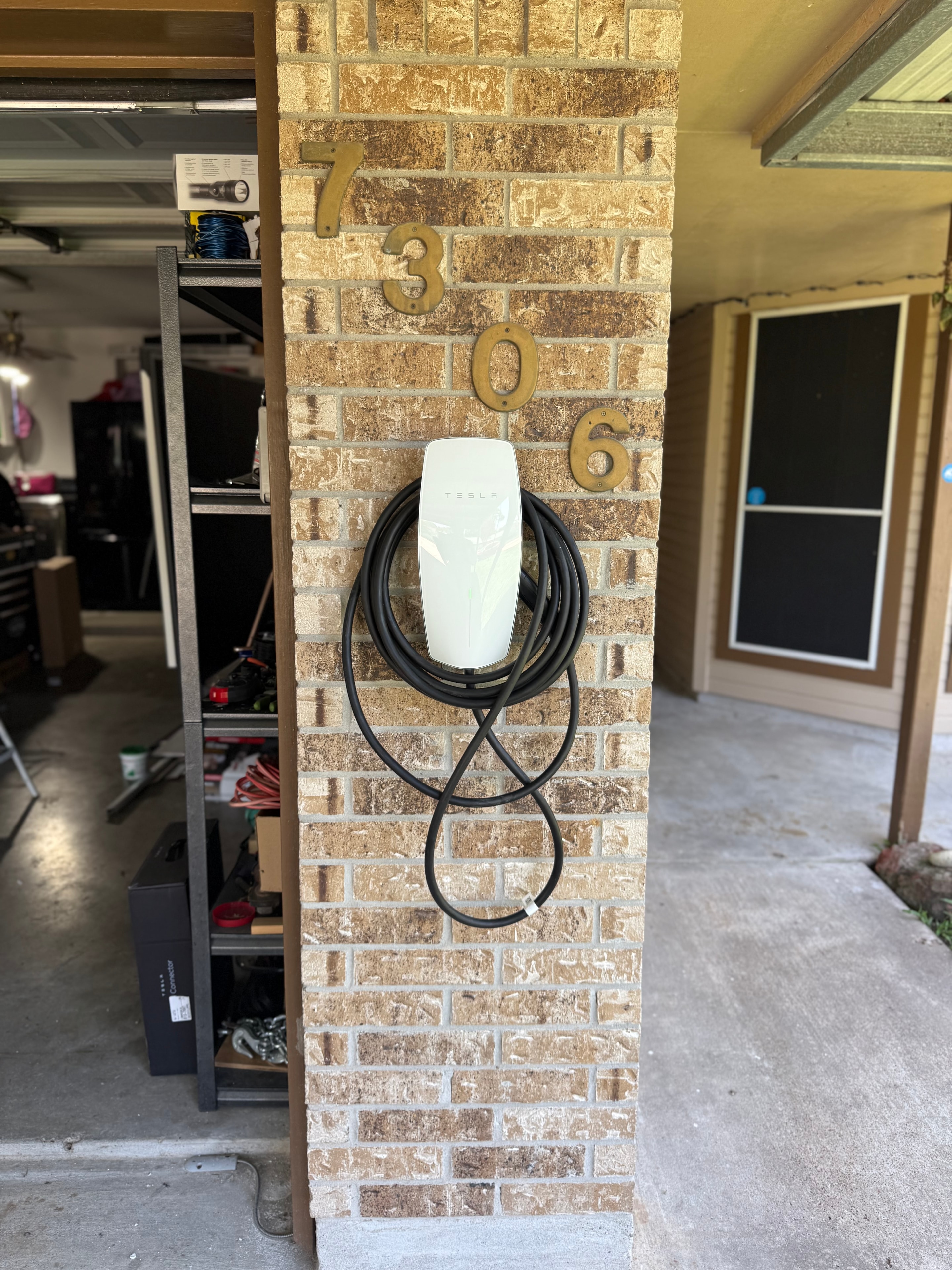 EV charger installed in a Houston home garage